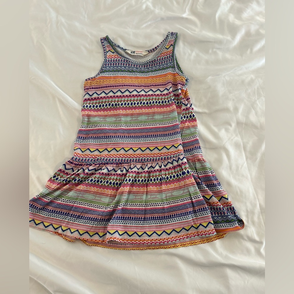 H&M Girls Colorful Tribal Print Dress Size 4-6 Summer Sleeveless